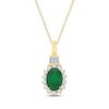 Thumbnail Image 1 of Oval-Cut Natural Emerald & Diamond Necklace 1/5 ct tw 10K Yellow Gold 18&quot;