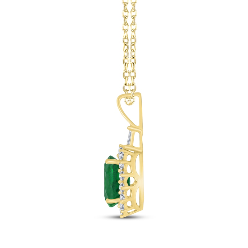 Main Image 2 of Oval-Cut Natural Emerald & Diamond Necklace 1/5 ct tw 10K Yellow Gold 18&quot;