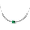 Thumbnail Image 2 of Octagon-Cut Lab-Created Emerald & White Lab-Created Sapphire Necklace Sterling Silver 18&quot;