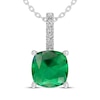 Thumbnail Image 1 of Cushion-Cut Lab-Created Emerald & White Lab-Created Sapphire Necklace Sterling Silver 18"