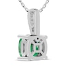 Thumbnail Image 3 of Cushion-Cut Lab-Created Emerald & White Lab-Created Sapphire Necklace Sterling Silver 18"
