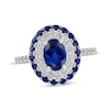 Thumbnail Image 1 of Oval-Cut Blue Lab-Created Sapphire & White Lab-Created Sapphire Halo Ring Sterling Silver