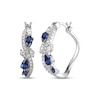 Thumbnail Image 0 of Multi-Shape Blue Lab-Created Sapphire & White Lab-Created Sapphire Swirl Hoop Earrings Sterling Silver