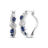 Thumbnail Image 1 of Multi-Shape Blue Lab-Created Sapphire & White Lab-Created Sapphire Swirl Hoop Earrings Sterling Silver