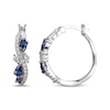 Thumbnail Image 2 of Multi-Shape Blue Lab-Created Sapphire & White Lab-Created Sapphire Swirl Hoop Earrings Sterling Silver