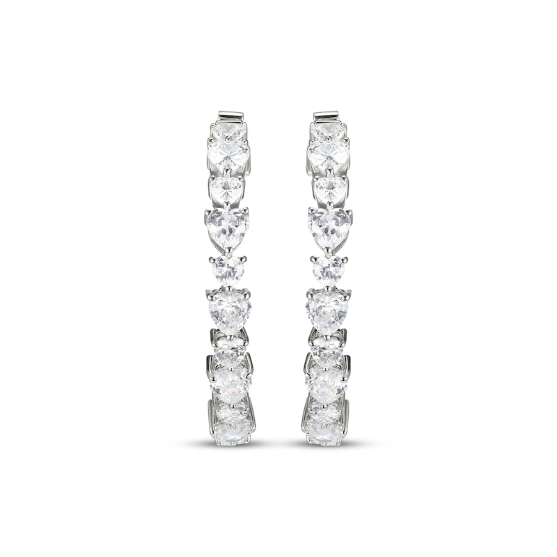 Main Image 2 of Heart-Shaped White Lab-Created Sapphire Inside-Out Hoop Earrings Sterling Silver