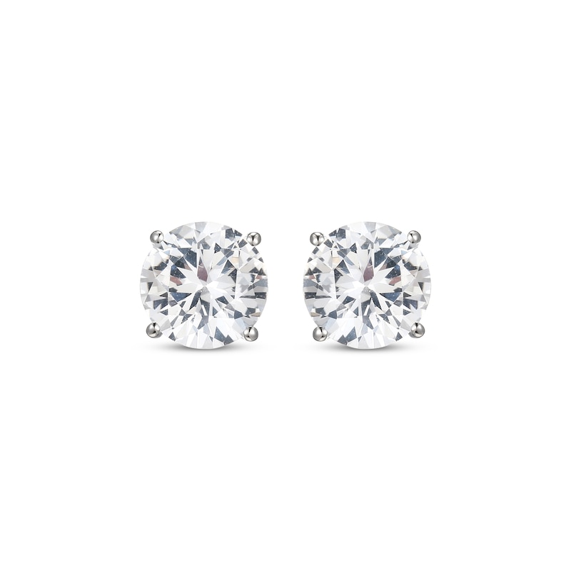 Main Image 2 of Round-Cut White Lab-Created Sapphire Solitaire Stud Earrings Sterling Silver