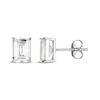 Thumbnail Image 3 of Emerald-Cut White Lab-Created Sapphire Solitaire Stud Earrings Sterling Silver