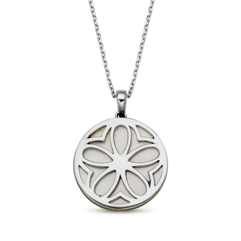 Main Image 3 of Mother-of-Pearl & White Lab-Created Sapphire Starfish Necklace Sterling Silver 18&quot;