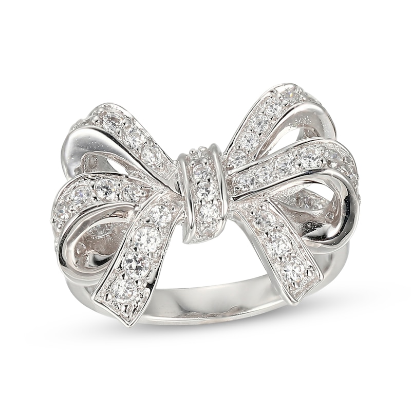 Main Image 1 of White Lab-Created Sapphire Bow Ring Sterling Silver