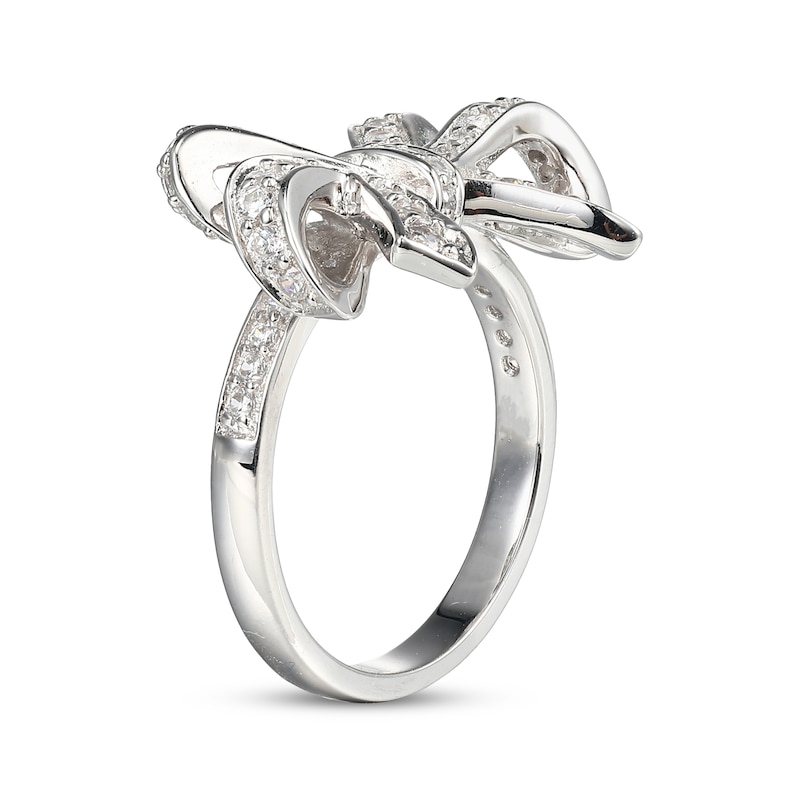 Main Image 2 of White Lab-Created Sapphire Bow Ring Sterling Silver
