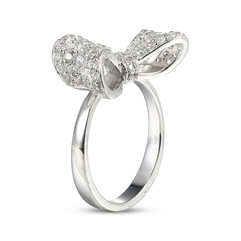 Main Image 2 of White Lab-Created Sapphire Bow Ring Sterling Silver