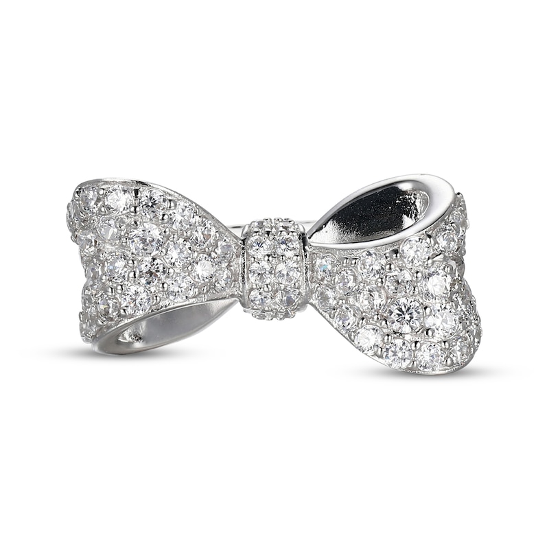 Main Image 3 of White Lab-Created Sapphire Bow Ring Sterling Silver