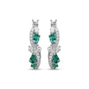 Thumbnail Image 2 of Multi-Shape Lab-Created Emerald & White Lab-Created Sapphire Swirl Hoop Earrings Sterling Silver