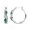 Thumbnail Image 3 of Multi-Shape Lab-Created Emerald & White Lab-Created Sapphire Swirl Hoop Earrings Sterling Silver