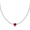Thumbnail Image 2 of Heart-Shaped Lab-Created Ruby Choker Necklace Sterling Silver 15&quot;