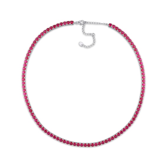 Lab-Created Ruby Necklace Sterling Silver 17"
