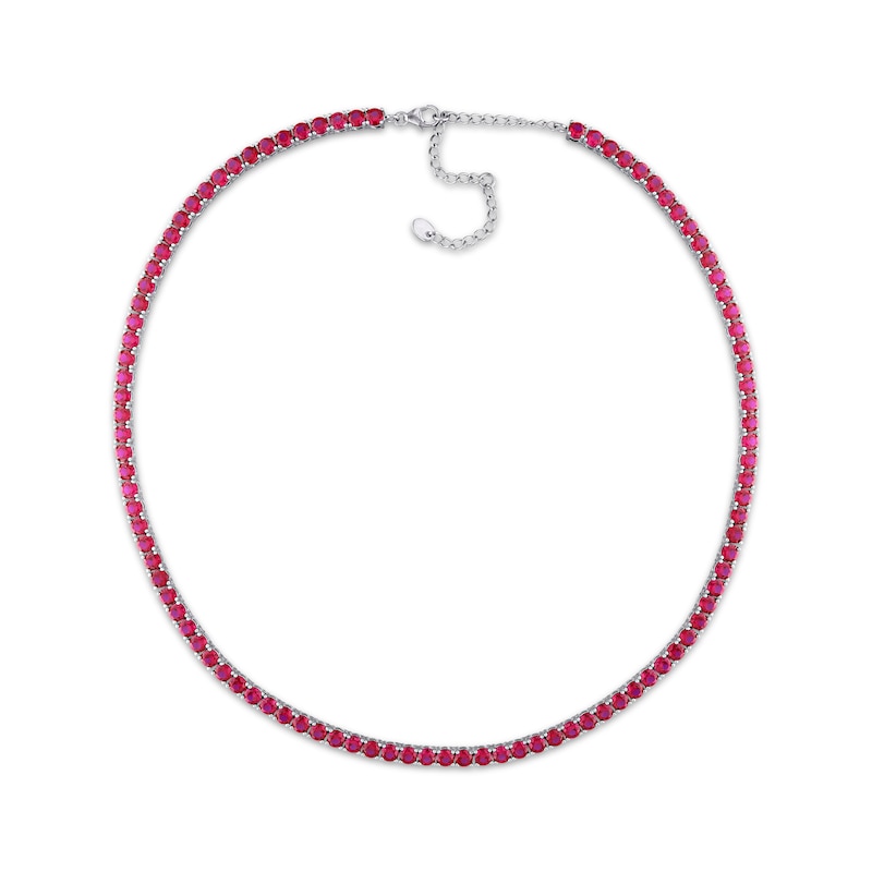 Main Image 1 of Lab-Created Ruby Necklace Sterling Silver 17&quot;