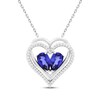 Thumbnail Image 1 of Pear-Shaped Blue Lab-Created Sapphire & White Lab-Created Sapphire Heart Necklace Sterling Silver 18"