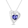 Thumbnail Image 2 of Pear-Shaped Blue Lab-Created Sapphire & White Lab-Created Sapphire Heart Necklace Sterling Silver 18"