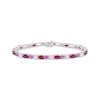 Thumbnail Image 1 of Multi-Shape Lab-Created Ruby & Pink Lab-Created Sapphire Link Bracelet Sterling Silver 7.25&quot;