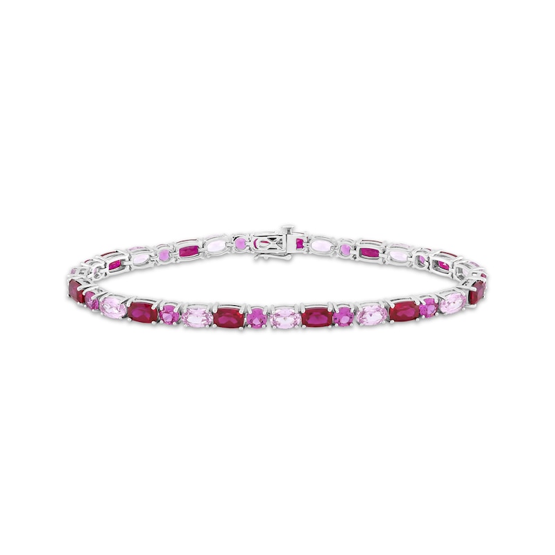 Multi-Shape Lab-Created Ruby & Pink Lab-Created Sapphire Link Bracelet ...