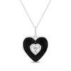 Thumbnail Image 1 of Heart-Shaped White Lab-Created Sapphire Black Enamel Heart Locket Necklace Sterling Silver 18&quot;