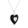 Thumbnail Image 2 of Heart-Shaped White Lab-Created Sapphire Black Enamel Heart Locket Necklace Sterling Silver 18&quot;