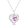 Thumbnail Image 2 of Heart-Shaped Pink Lab-Created Sapphire & White Lab-Created Sapphire Crisscross Heart Necklace Sterling Silver 18&quot;