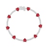 Thumbnail Image 1 of Heart-Shaped Lab-Created Ruby & White Lab-Created Sapphire Station Bracelet Sterling Silver 7&quot;