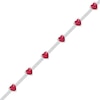 Thumbnail Image 2 of Heart-Shaped Lab-Created Ruby & White Lab-Created Sapphire Station Bracelet Sterling Silver 7&quot;