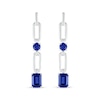 Thumbnail Image 2 of Round & Emerald-Cut Blue Lab-Created Sapphire Paperclip Drop Earrings Sterling Silver