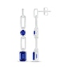 Thumbnail Image 3 of Round & Emerald-Cut Blue Lab-Created Sapphire Paperclip Drop Earrings Sterling Silver