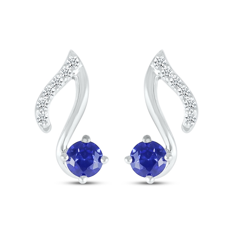 Main Image 2 of Blue & White Lab-Created Sapphire Music Note Earrings Sterling Silver