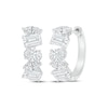 Thumbnail Image 1 of Marquise, Emerald & Oval-Cut White Lab-Created Sapphire Hoop Earrings Sterling Silver