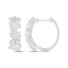 Thumbnail Image 3 of Marquise, Emerald & Oval-Cut White Lab-Created Sapphire Hoop Earrings Sterling Silver