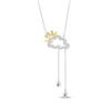 Thumbnail Image 2 of Blue & White Lab-Created Sapphire Raincloud Necklace Sterling Silver & 10K Yellow Gold 18&quot;