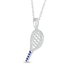 Thumbnail Image 2 of Blue & White Lab-Created Sapphire Tennis Racket Necklace Sterling Silver 18&quot;