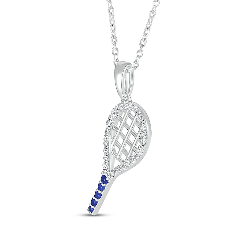 Main Image 2 of Blue & White Lab-Created Sapphire Tennis Racket Necklace Sterling Silver 18&quot;