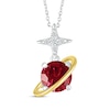 Thumbnail Image 1 of Lab-Created Ruby & White Lab-Created Sapphire Planet & Star Necklace Sterling Silver & 10K Yellow Gold 18&quot;