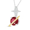 Thumbnail Image 2 of Lab-Created Ruby & White Lab-Created Sapphire Planet & Star Necklace Sterling Silver & 10K Yellow Gold 18&quot;