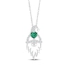 Thumbnail Image 1 of Heart-Shaped Lab-Created Emerald & White Lab-Created Sapphire Gnome Necklace Sterling Silver 18&quot;