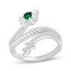 Thumbnail Image 0 of Pear-Shaped Lab-Created Emerald & White Lab-Created Sapphire Dragon Ring Sterling Silver