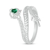 Thumbnail Image 1 of Pear-Shaped Lab-Created Emerald & White Lab-Created Sapphire Dragon Ring Sterling Silver