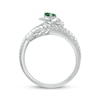 Thumbnail Image 2 of Pear-Shaped Lab-Created Emerald & White Lab-Created Sapphire Dragon Ring Sterling Silver