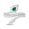 Thumbnail Image 3 of Pear-Shaped Lab-Created Emerald & White Lab-Created Sapphire Dragon Ring Sterling Silver