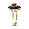 Thumbnail Image 1 of Oval-Cut Ruby, Black Mother-of-Pearl & Diamond Ring 1/6 ct tw 10K Yellow Gold