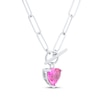 Thumbnail Image 2 of Heart-Shaped Pink Lab-Created Sapphire Paperclip Toggle Necklace Sterling Silver 18&quot;