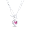 Thumbnail Image 3 of Heart-Shaped Pink Lab-Created Sapphire Paperclip Toggle Necklace Sterling Silver 18&quot;