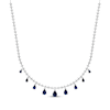 Thumbnail Image 1 of Pear-Shaped Blue Lab-Created Sapphire & White Lab-Created Sapphire Graduated Dangle Necklace Sterling Silver